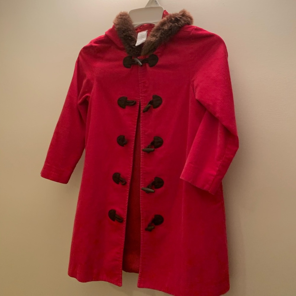 Gymboree Girls Pink Toggle Coat w/ Faux Fur Hood | Size 7‎